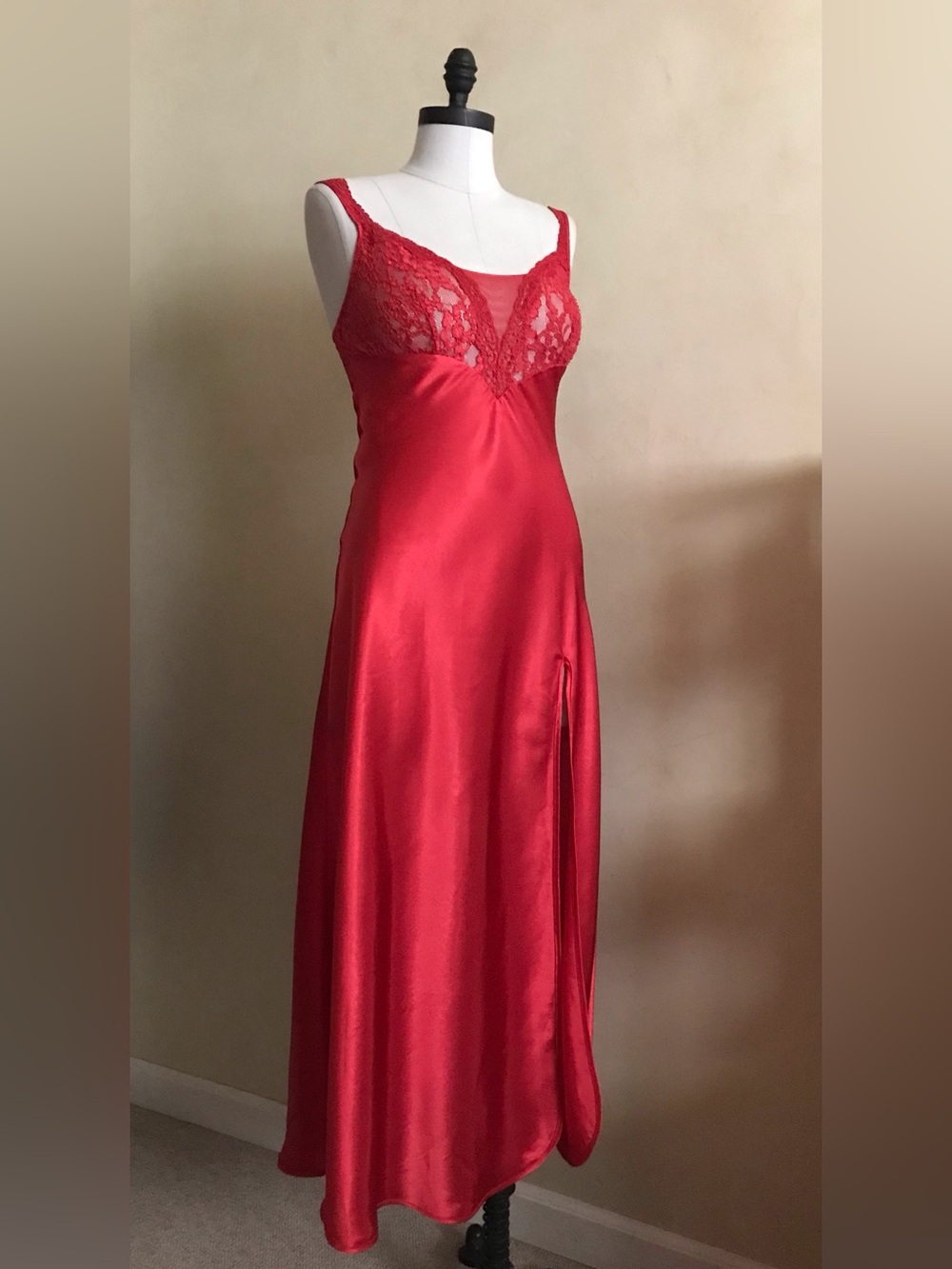 Victoria's Secret Red Satin Lace Slip